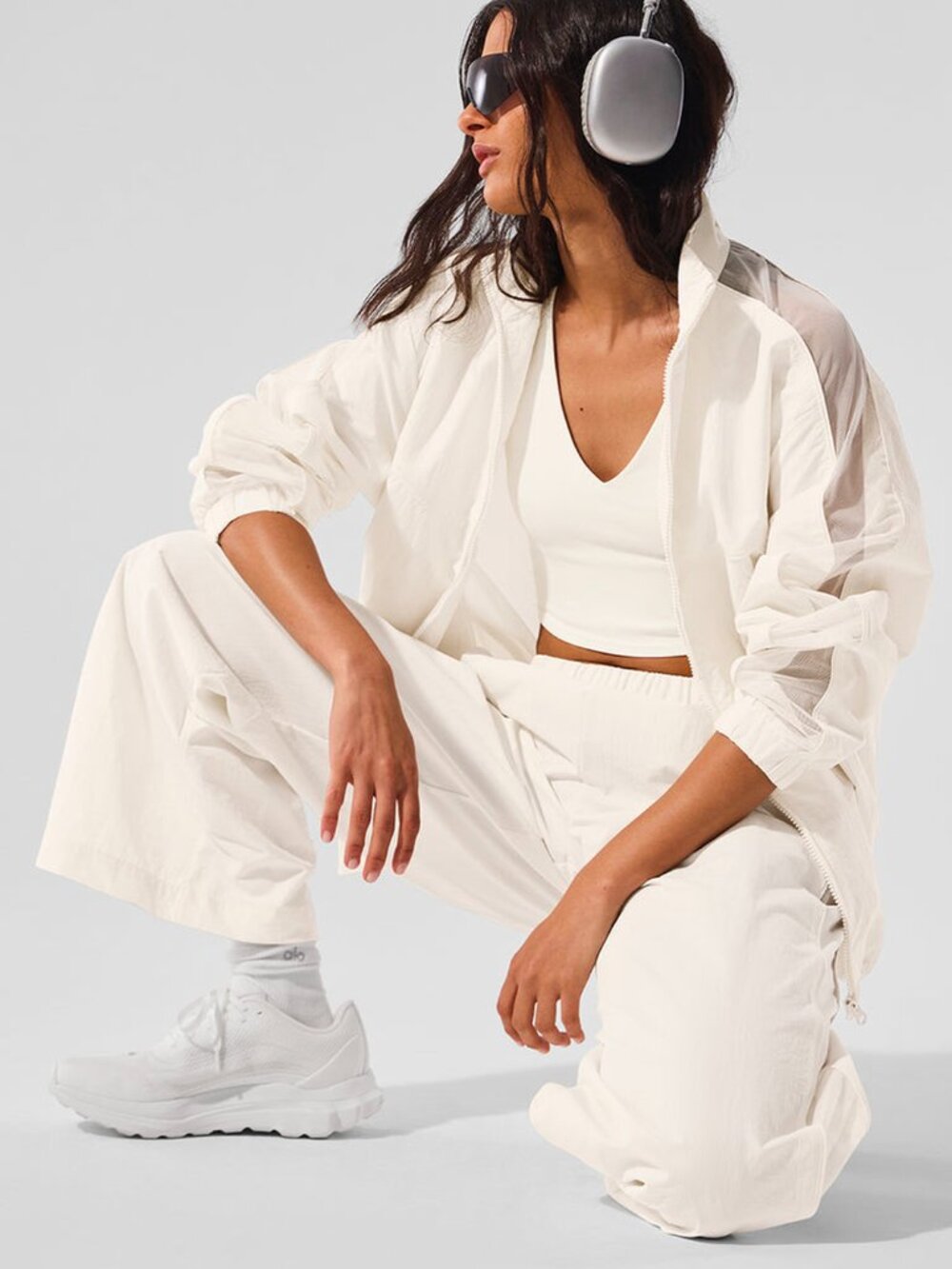 Alo Yoga Origin Full-Zip Track Jacket And Wide Leg Track Pant Set Genuine